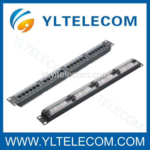 1U 19 inch 24port(4*6) jenis Patch Panel Cat.5e dan Cat.6